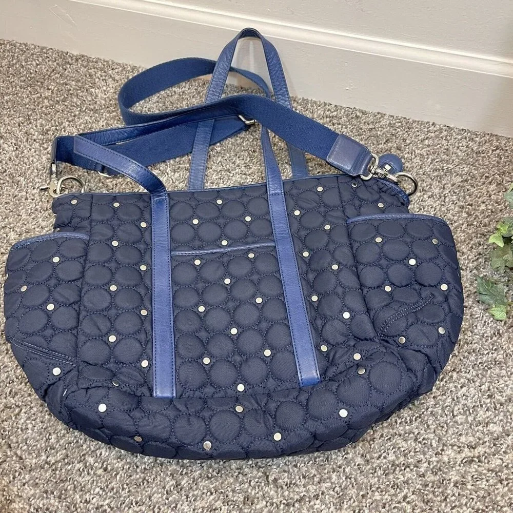 Rebecca Minkoff Marissa Baby Diaper Bag Navy Blue Quilted Crossbody Strap